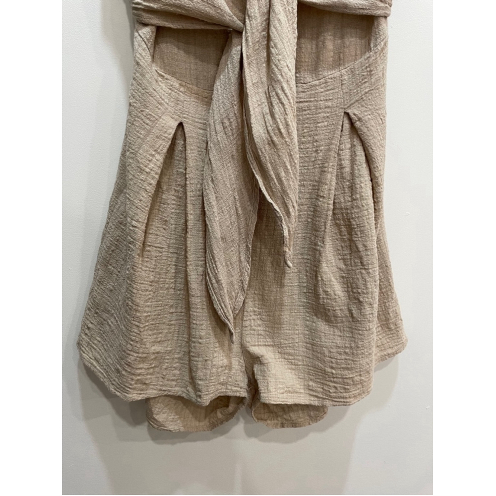 Active USA Romper Medium Textured Cotton Open Smoked Back Minimalist Neutral - Picture 3 of 9